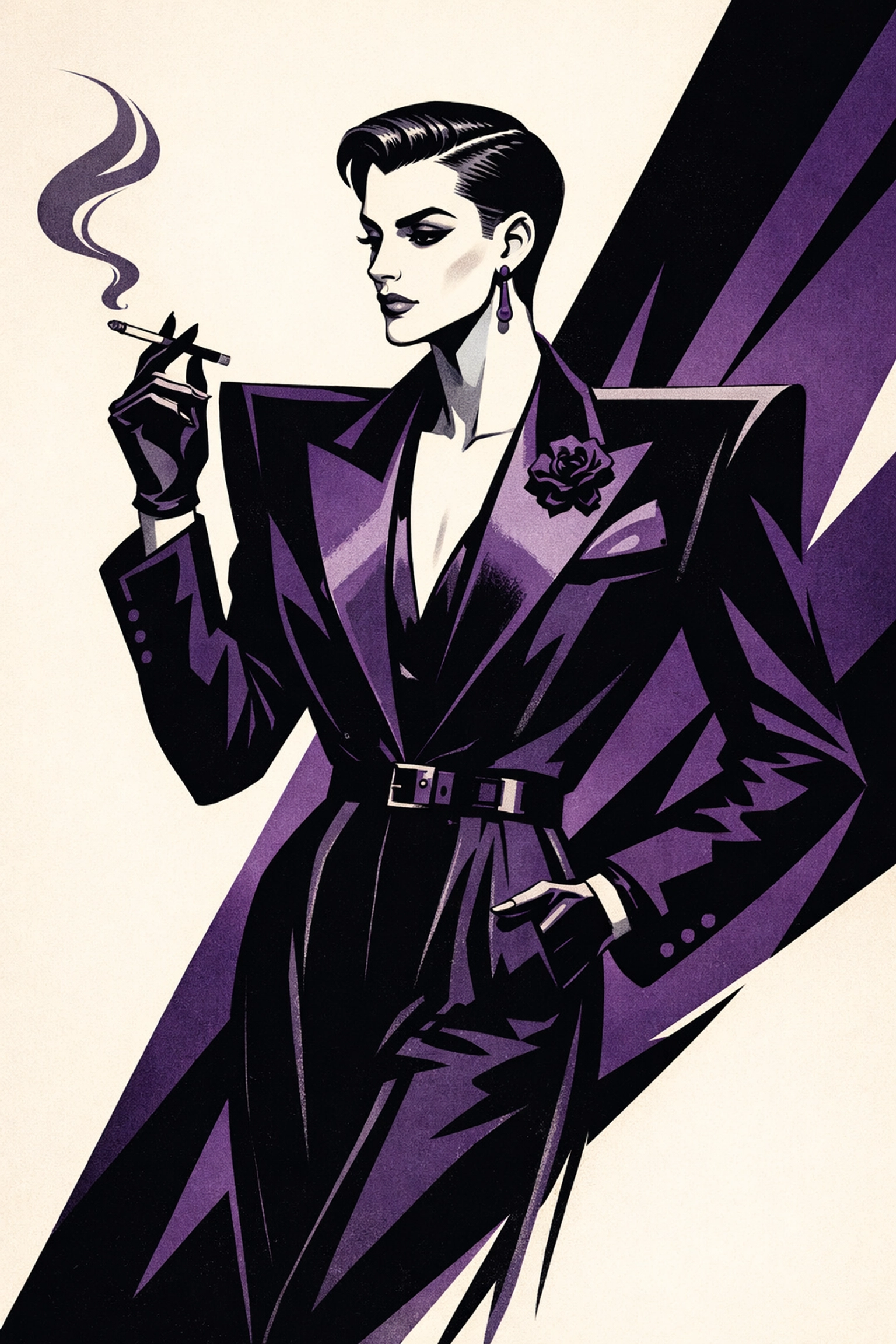 Iconic 1930s square-shouldered silhouette created by gay designer Adrian for Hollywood