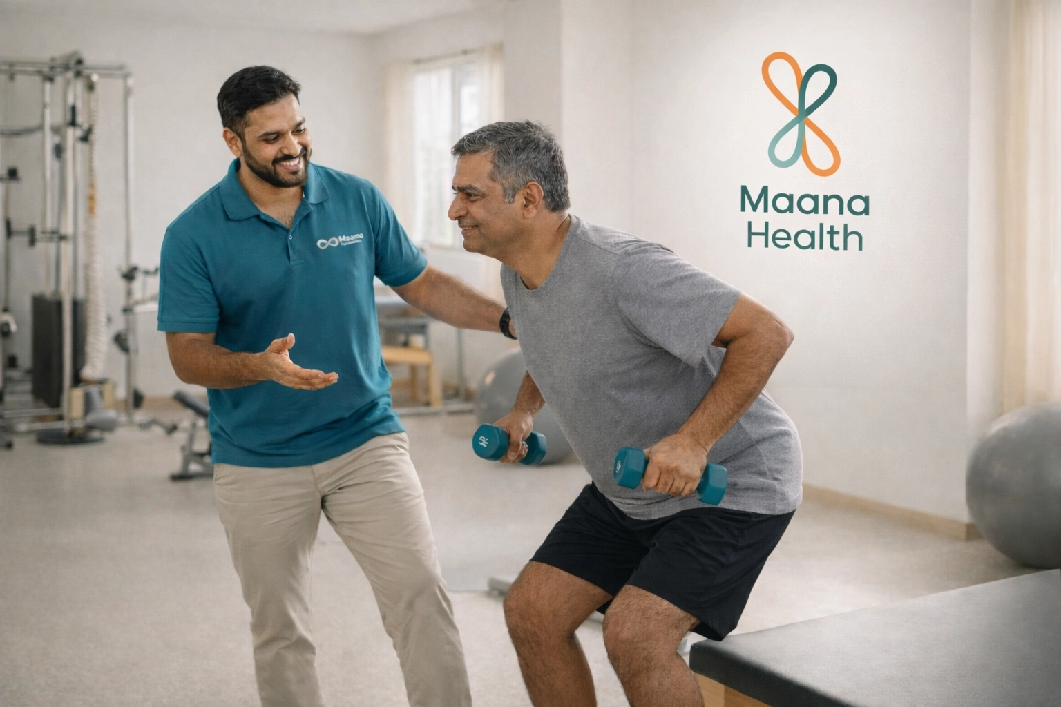 Patient performing supervised exercises in the rehab room