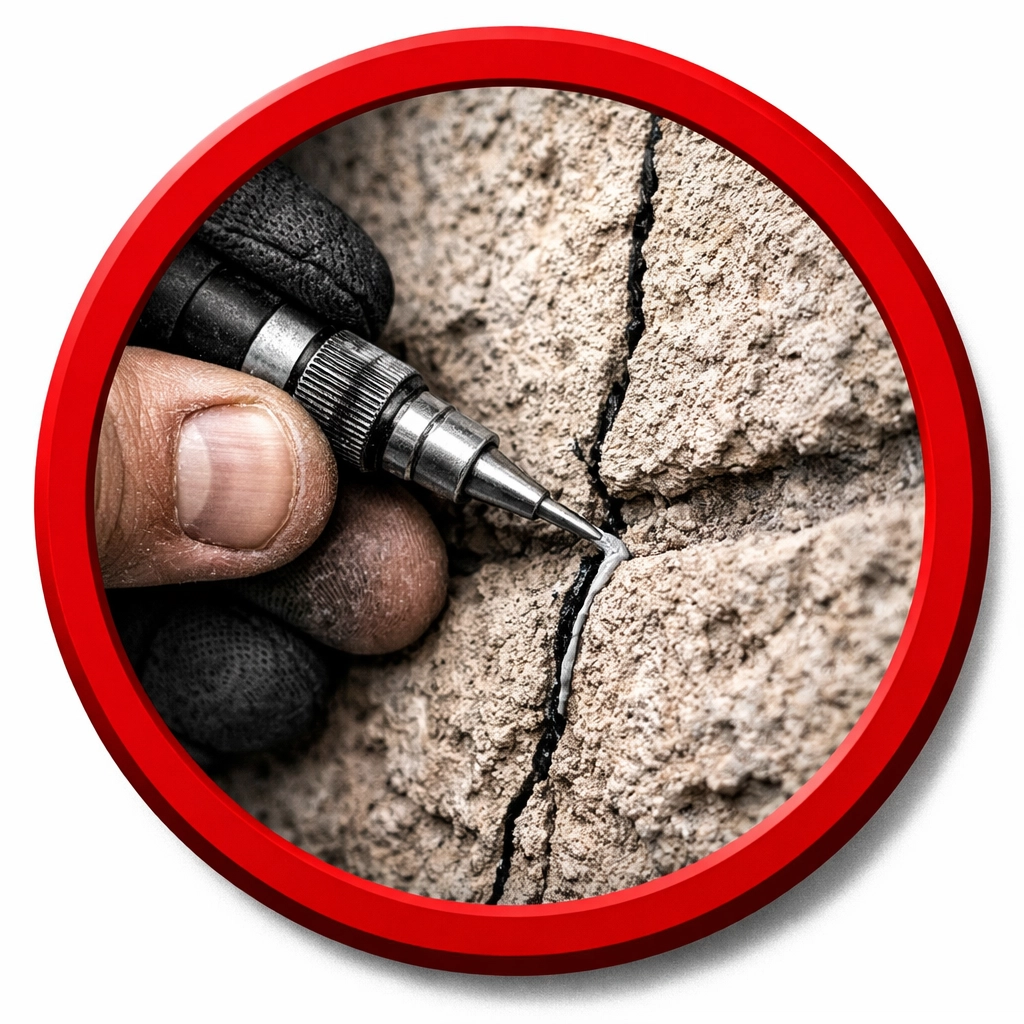 Expert technician sealing exterior wall cracks to provide professional pest exclusion in Coolidge.