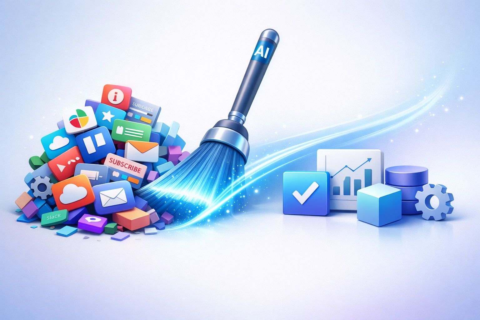 SaaS subscriptions transforming into streamlined custom-built tools using AI automation