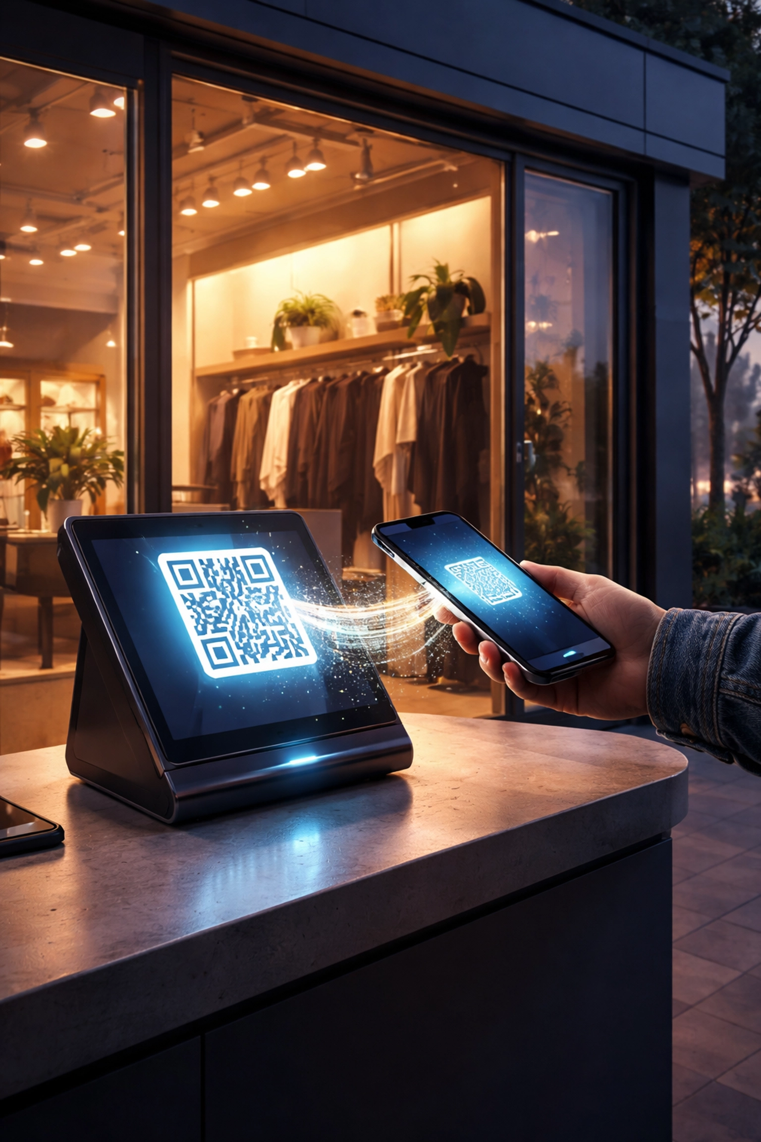 Customer scanning a QR code for crypto payments at a small business, demonstrating seamless Web3 point of sale.