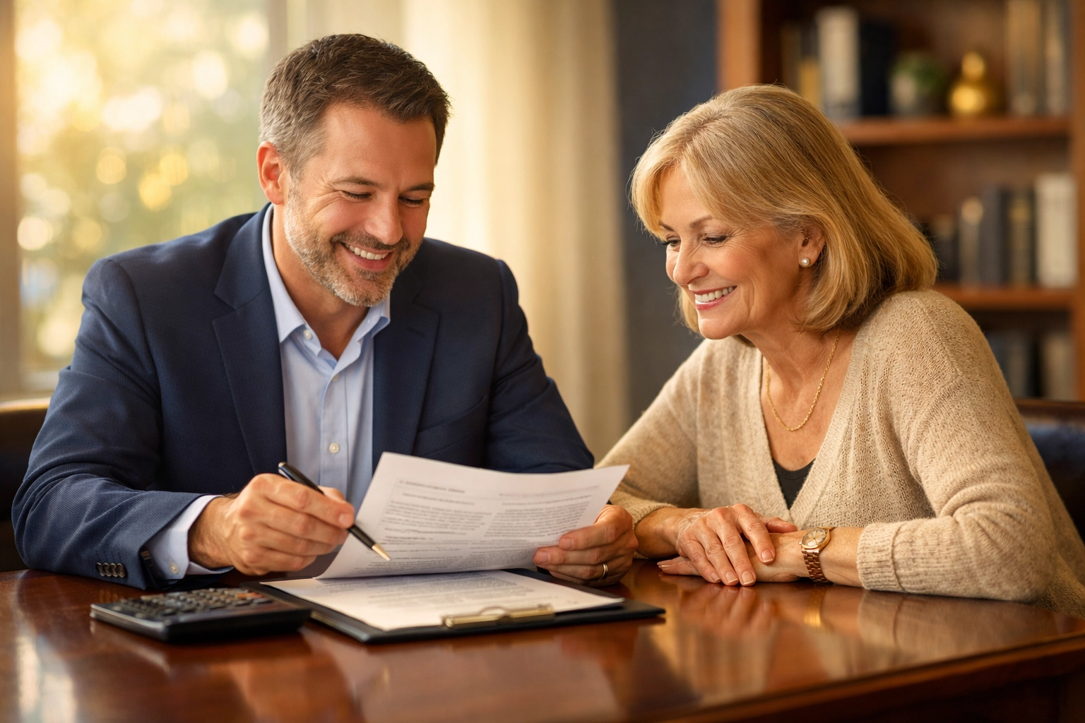 Creek County attorneys discussing new Oklahoma trust laws and family estate planning in a professional office.
