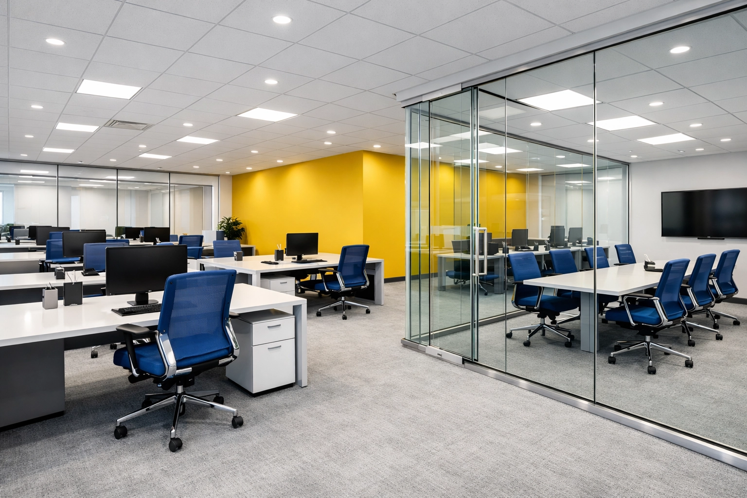 Spotless Canal District office interior showing high-end office cleaning Worcester results for businesses.