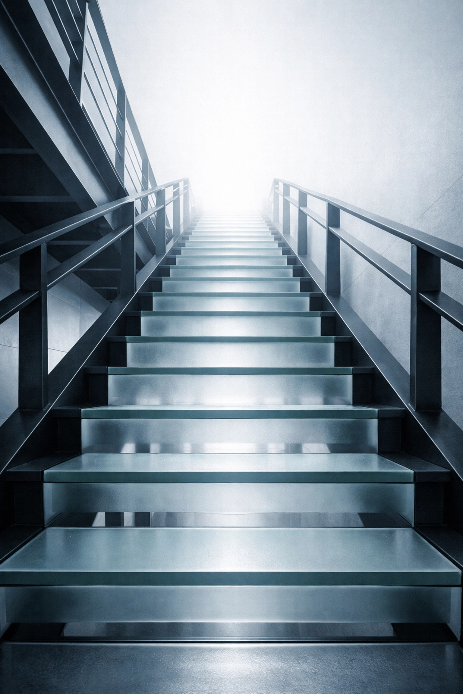 Industrial staircase symbolizing professional SEO services and scaling website traffic for small businesses.