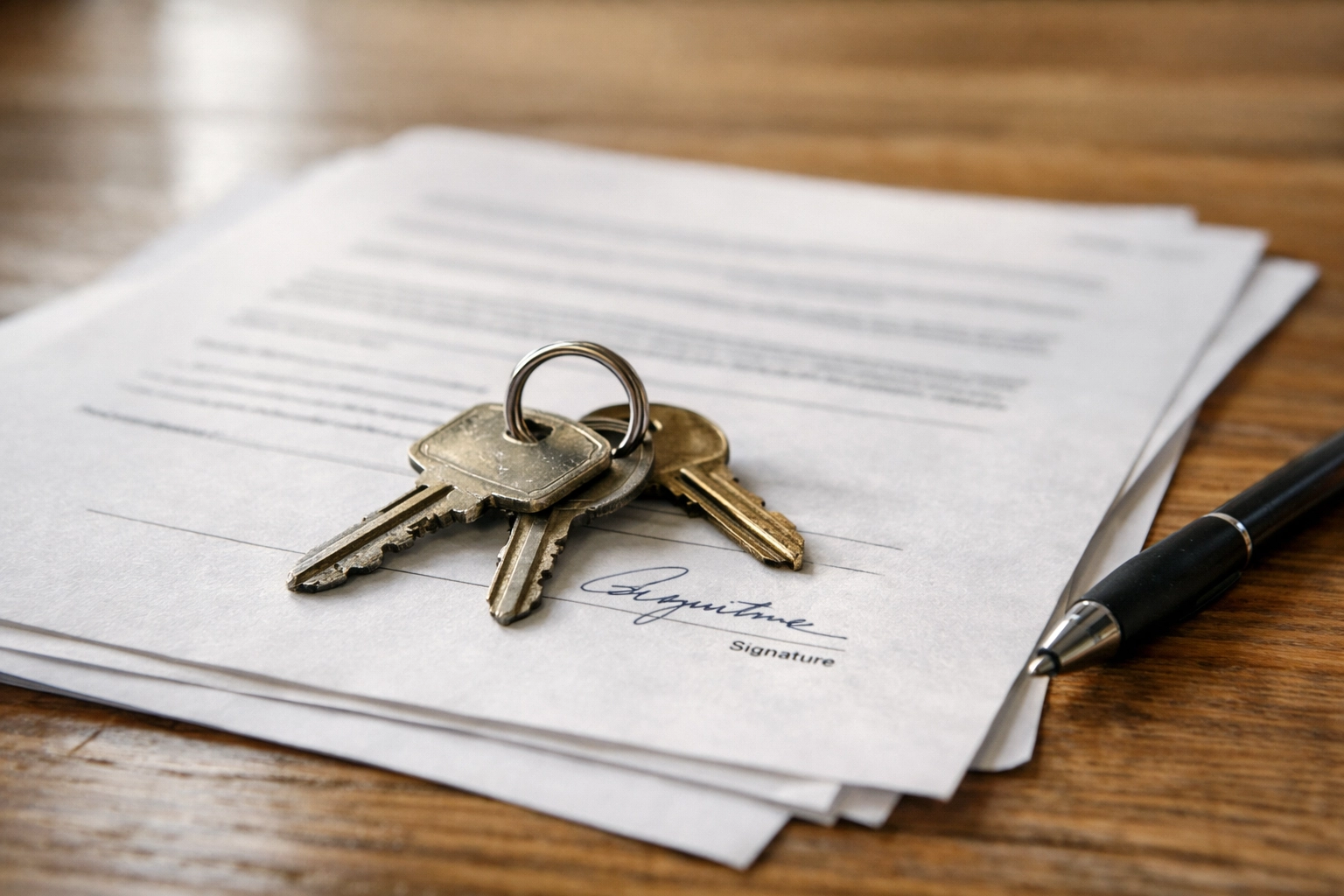 House keys resting on signed closing documents after fast Nashville home sale