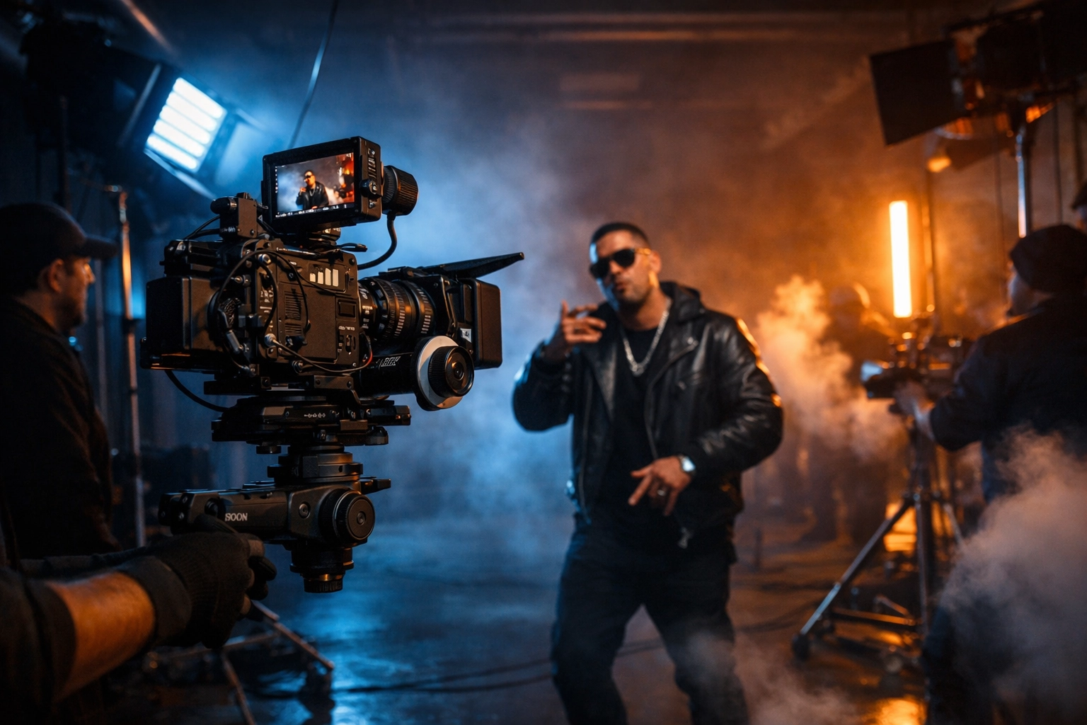 Professional music video production set demonstrating high-level content strategy for artists.