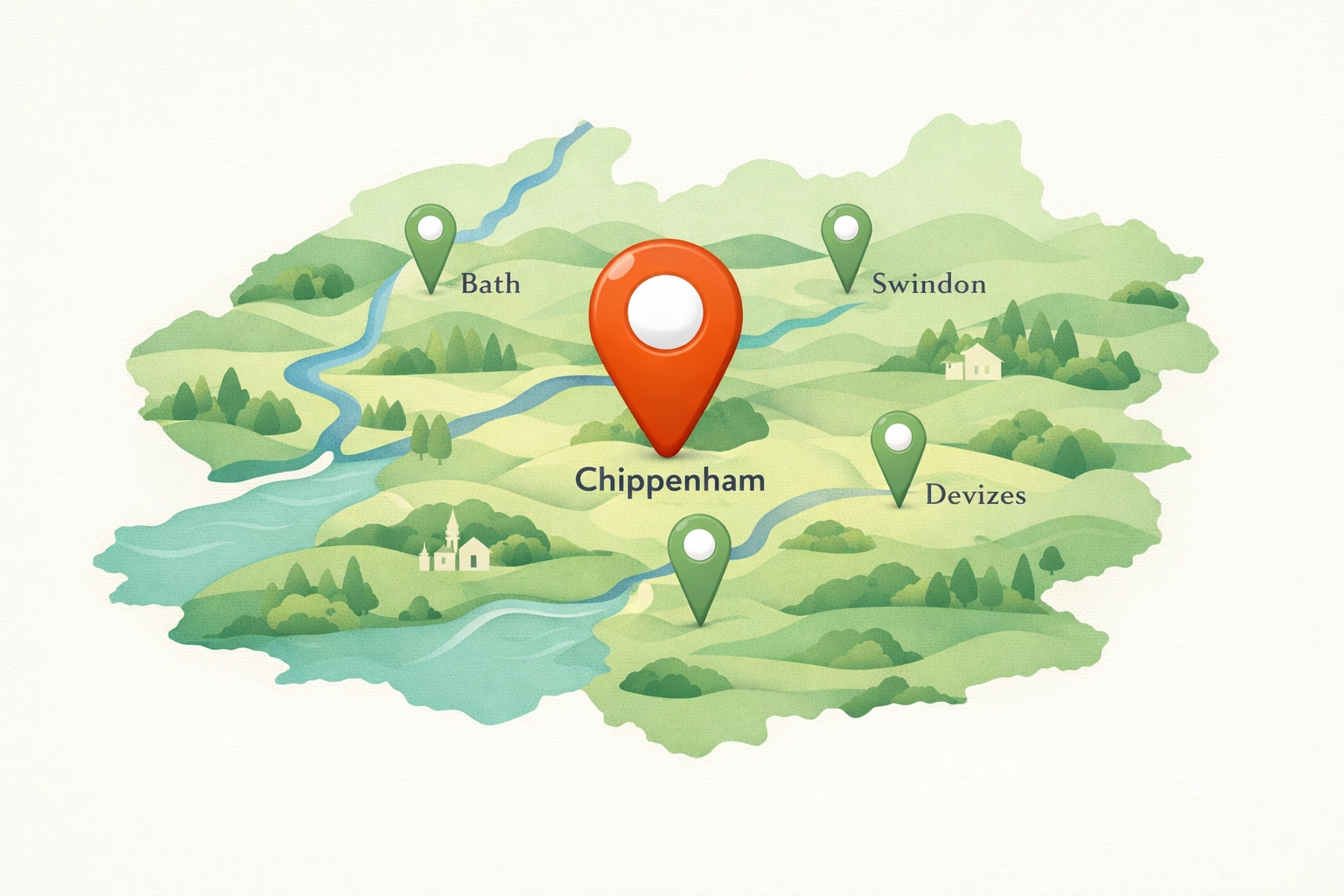 Map of the South West including Chippenham, Bath, and Swindon areas served by expert security system installers.