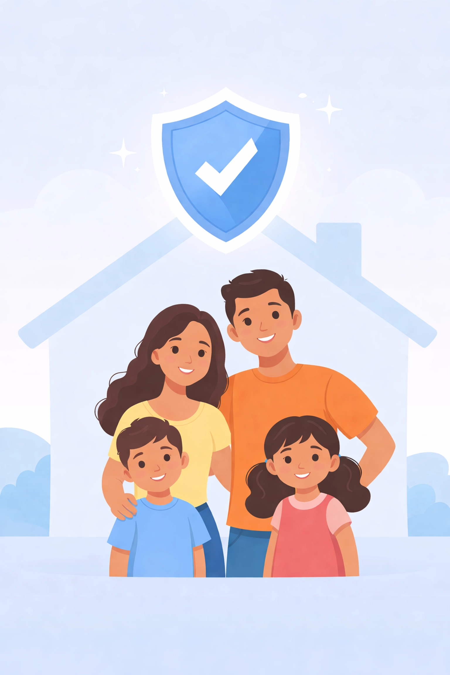 Familia latina protegida con monitoreo de crédito SmartCredit para comprar casa