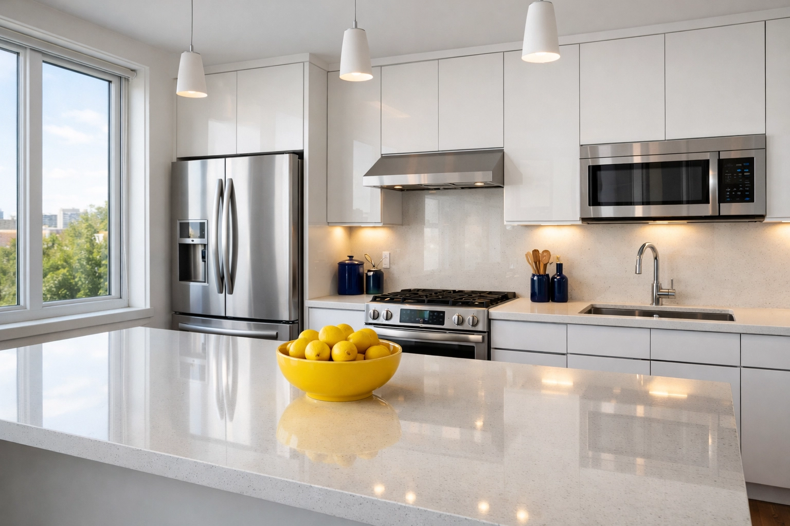 Spotless luxury kitchen in North Cambridge showcasing expert move-out cleaning Cambridge results on appliances.