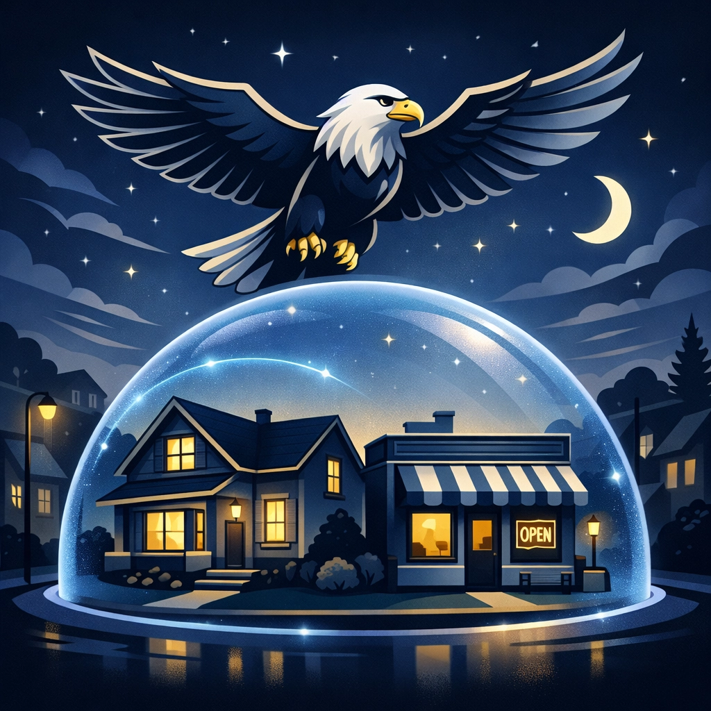 Eagle-Watch Solutions insurance coverage protecting a Texas home and small business from risks.