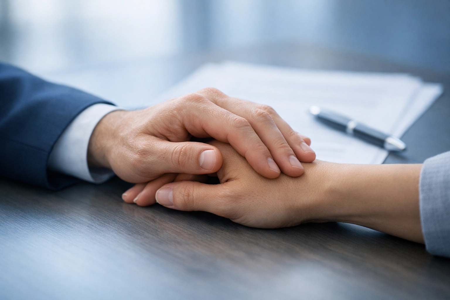 Attorney and client consultation showing personal approach to divorce cases