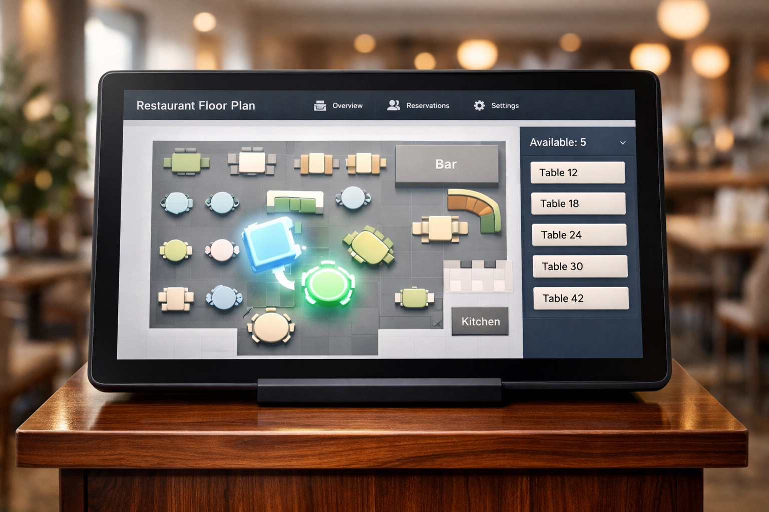 Interactive restaurant floor plan interface