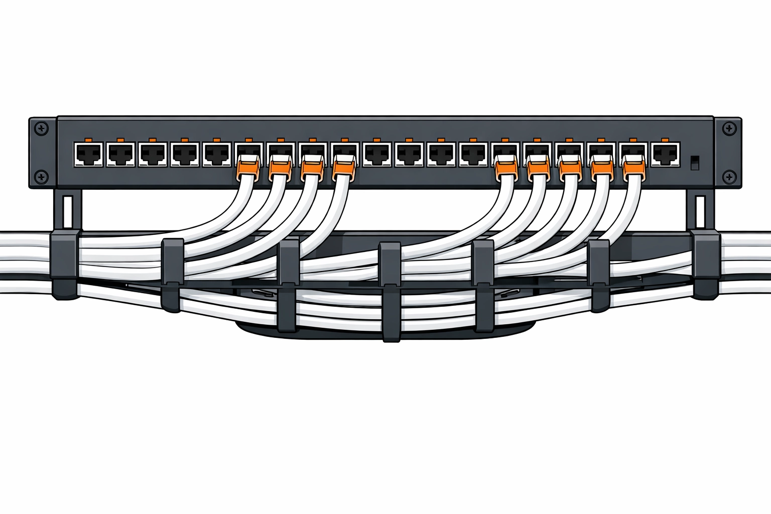 Professionelle Netzwerkverkabelung mit Cat6a-Patchpanel für stabile Smart Home Systeme in Wien.