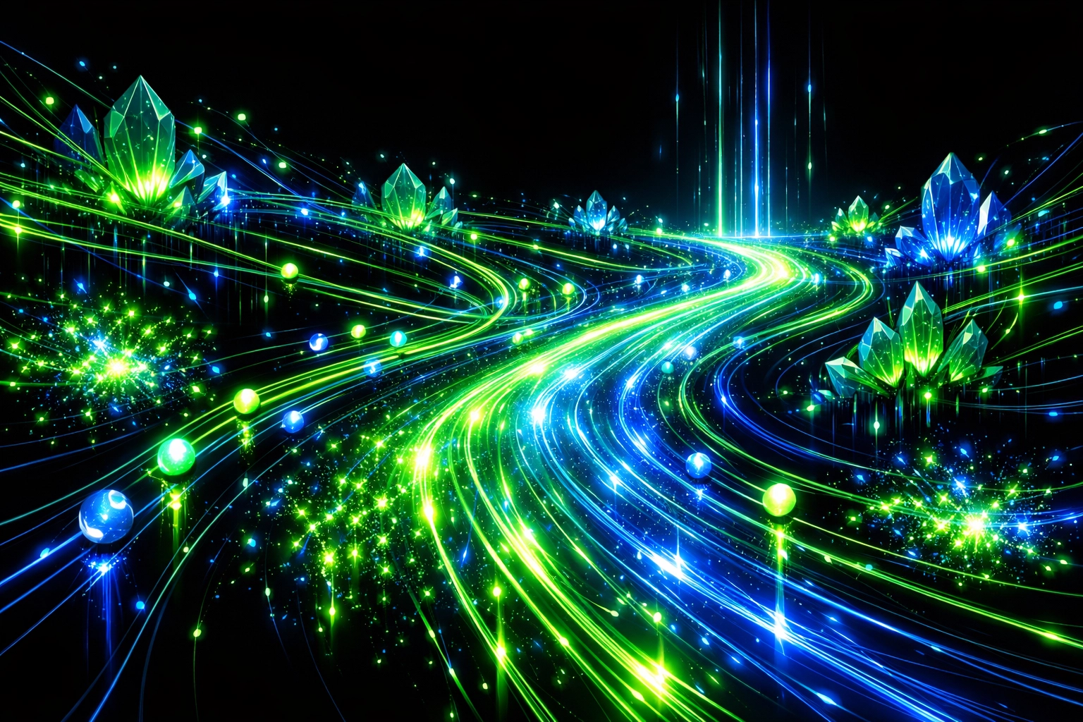 A glowing digital network illustrating efficient AI automation and custom AI solutions in a modern workplace.