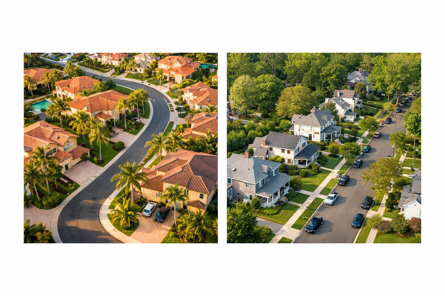 Florida and New Jersey homes side by side showing housing market price differences