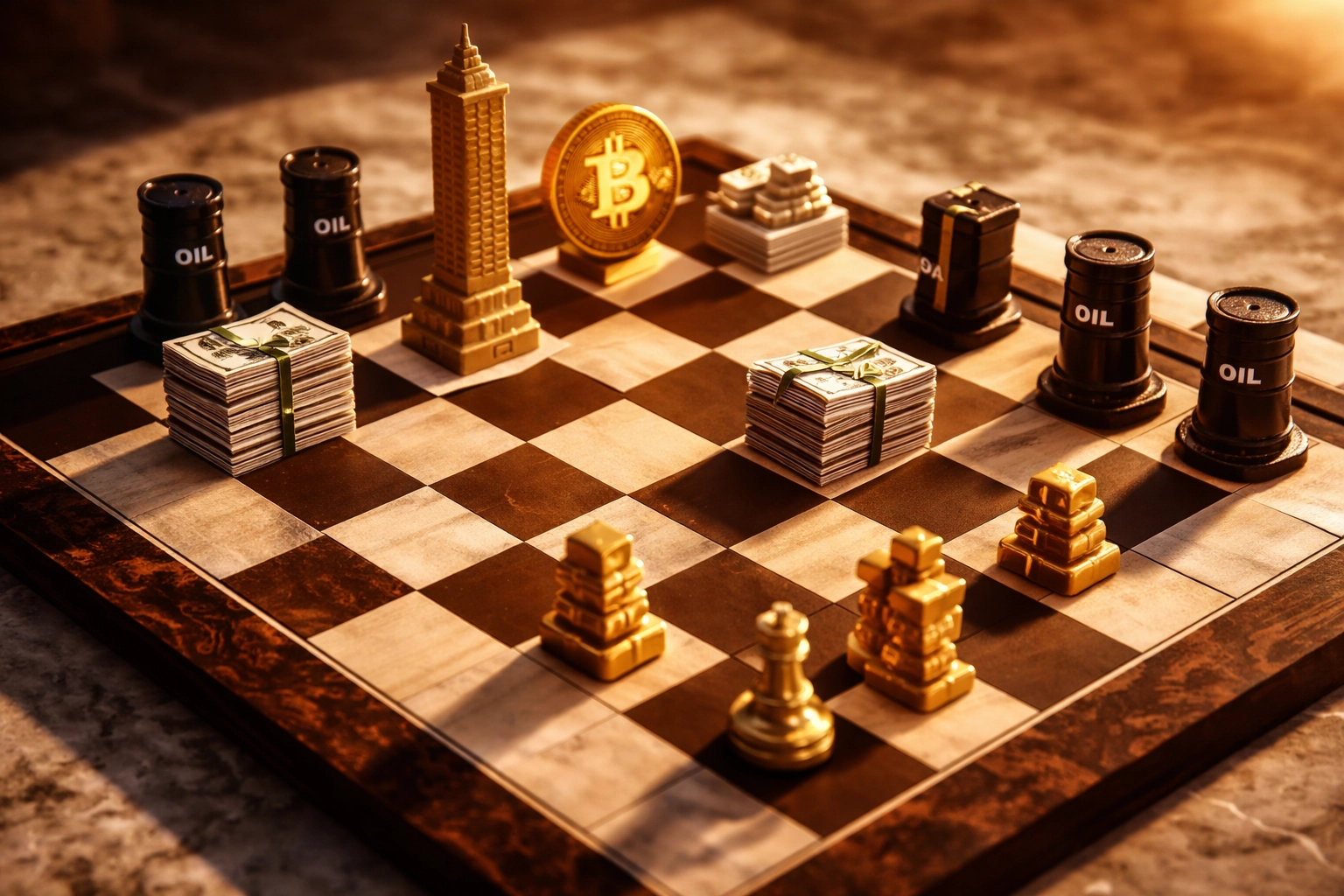 Strategic chess board representing diversified portfolio allocation across multiple asset classes