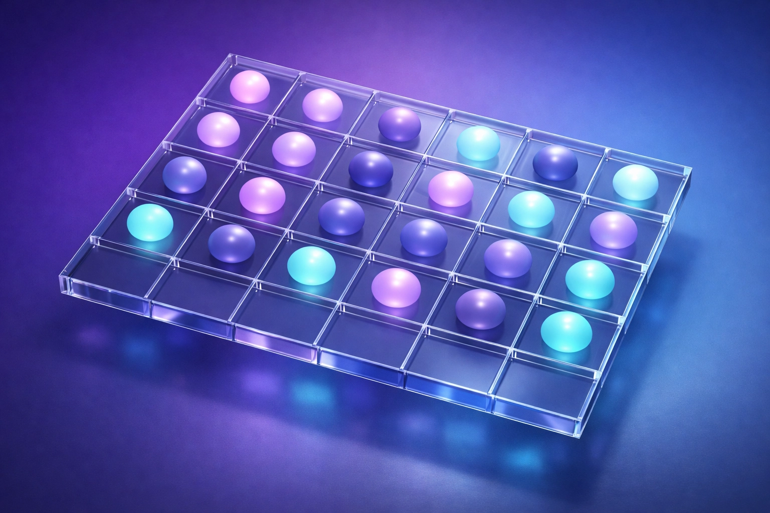 Digital calendar grid using colored orbs to show visual shorthand for better energy conservation.