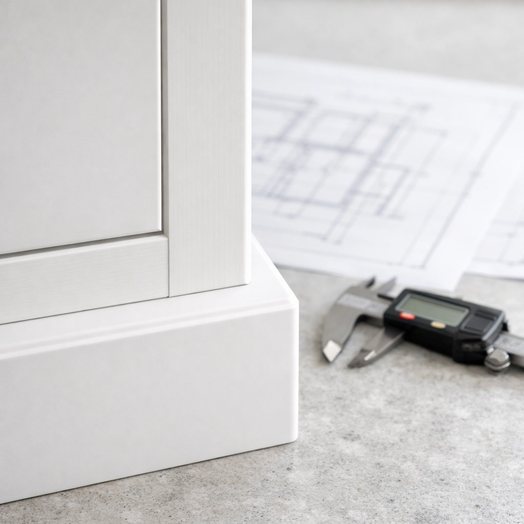 Detailed close-up of professional cabinet refacing showcasing precise fit and seamless millwork finish.