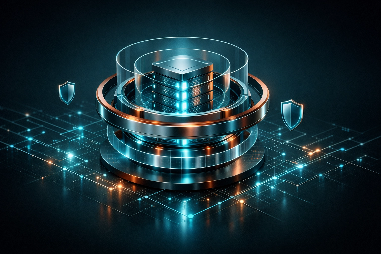 Fortified cloud server architecture illustrating secure managed hosting and enterprise-grade WordPress protection.