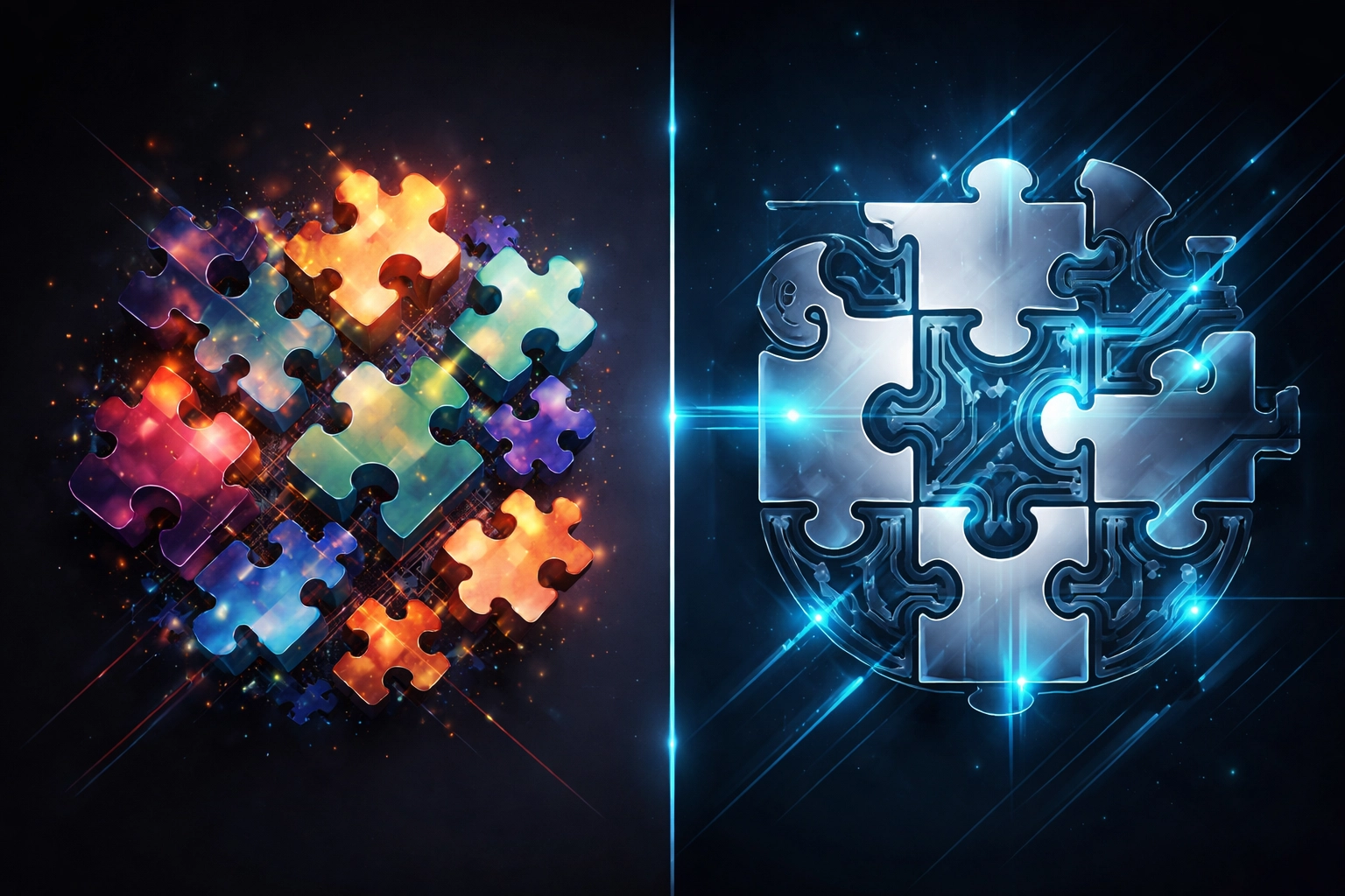 Visual comparison of off-the-shelf versus custom software solutions showing efficiency and seamless integration.