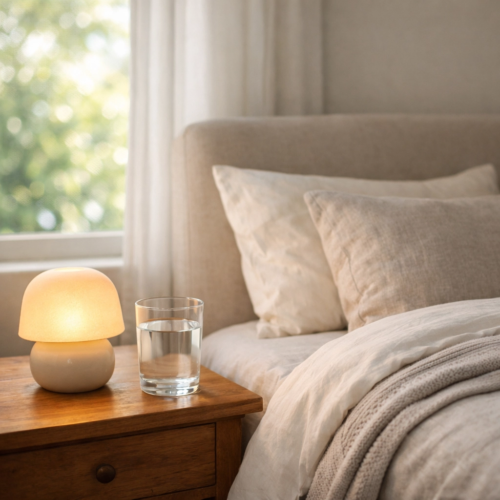 A calm, well-lit bedroom environment emphasizing the importance of restful sleep for bone regeneration and safety.