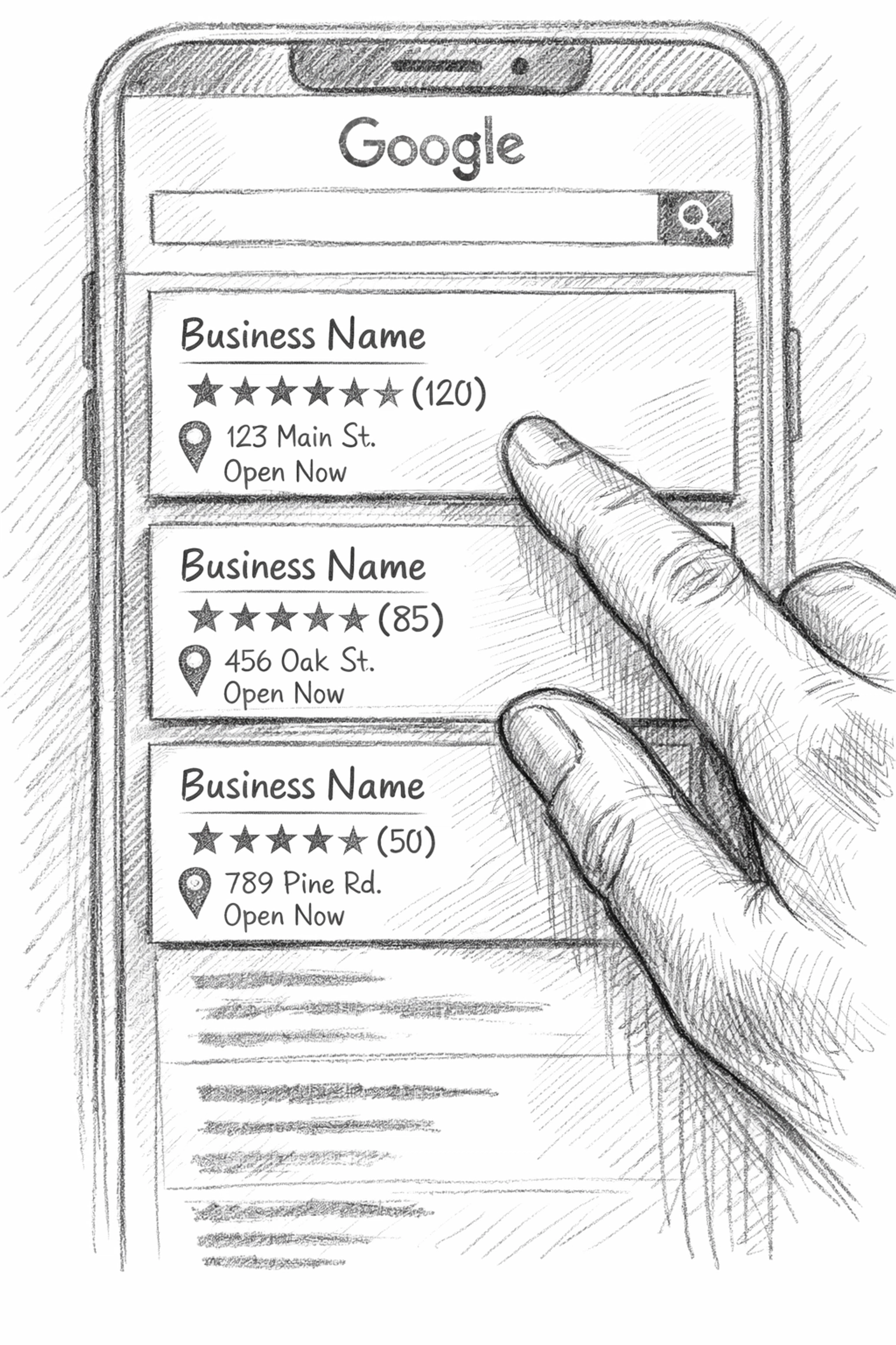 Local service business search results showing ranking competition on Google