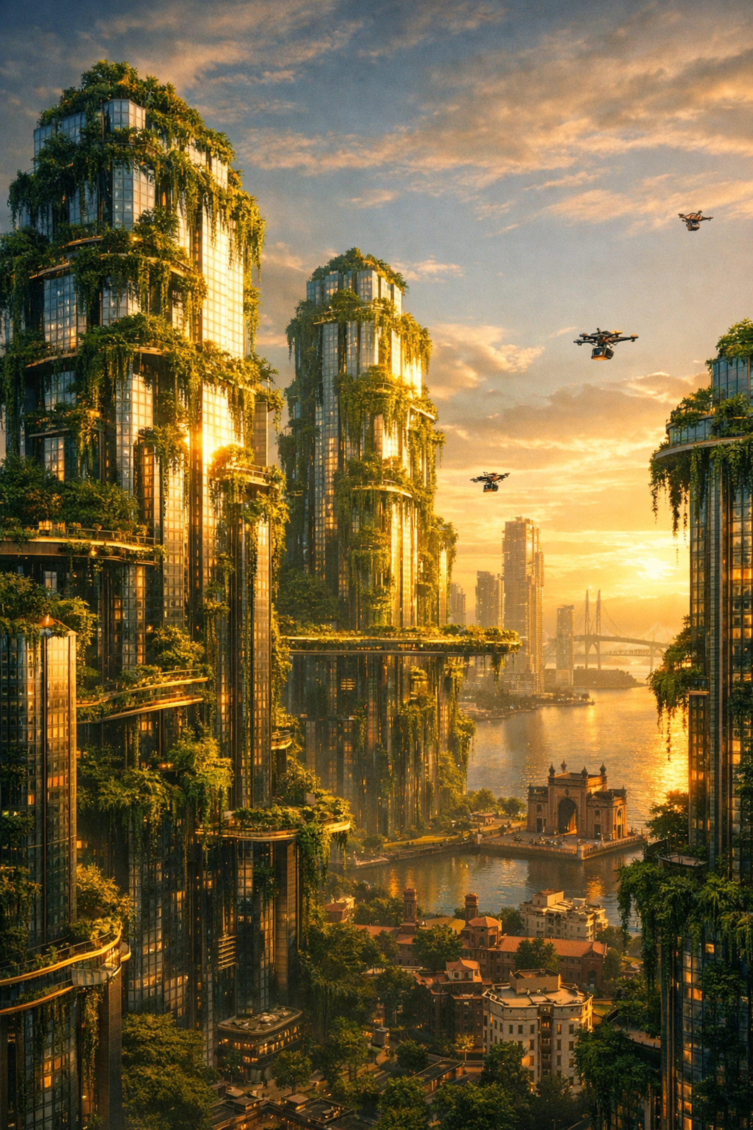 Vertical forests and green skyscrapers defining the future of sustainable urban India living.