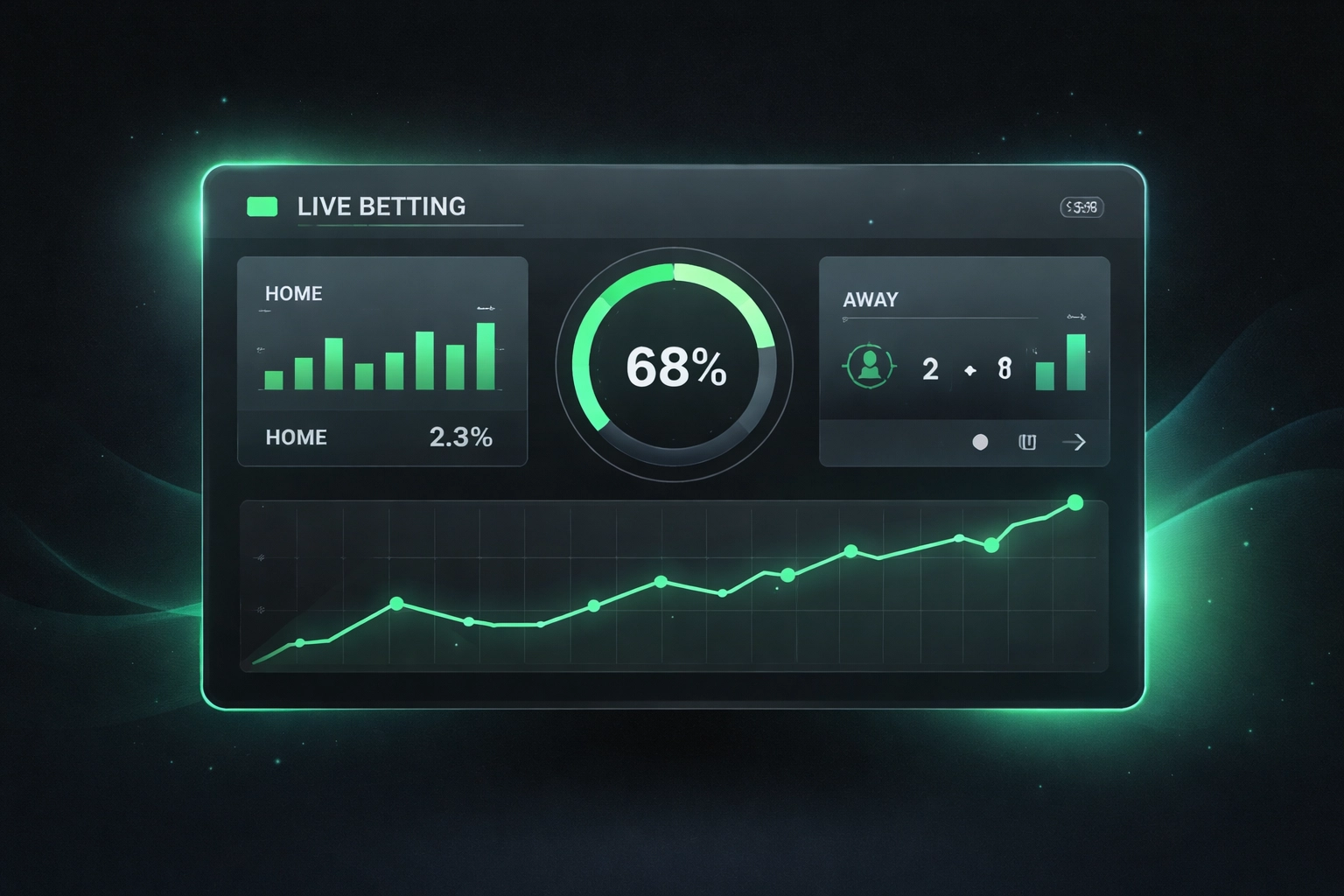 Live betting dashboard interface displaying real-time stats and value picks for final 15 minutes. Chance for Late Goal Profits