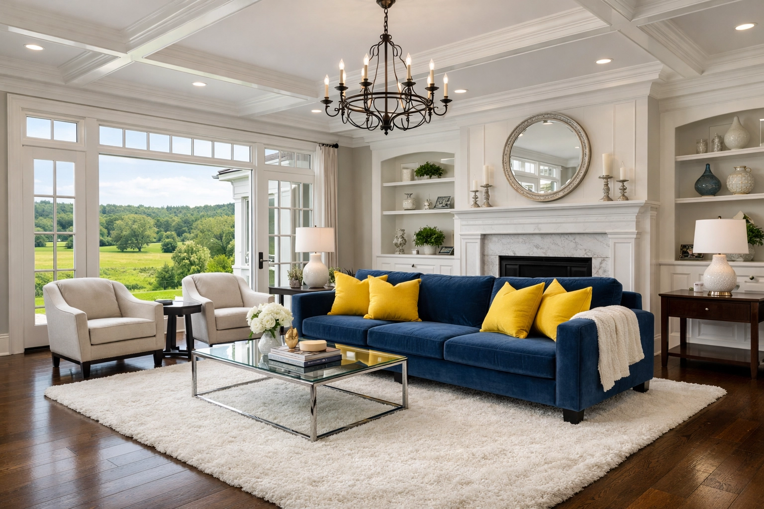 A luxury Dunstable living room perfectly maintained by expert weekly house cleaning Dunstable MA services.