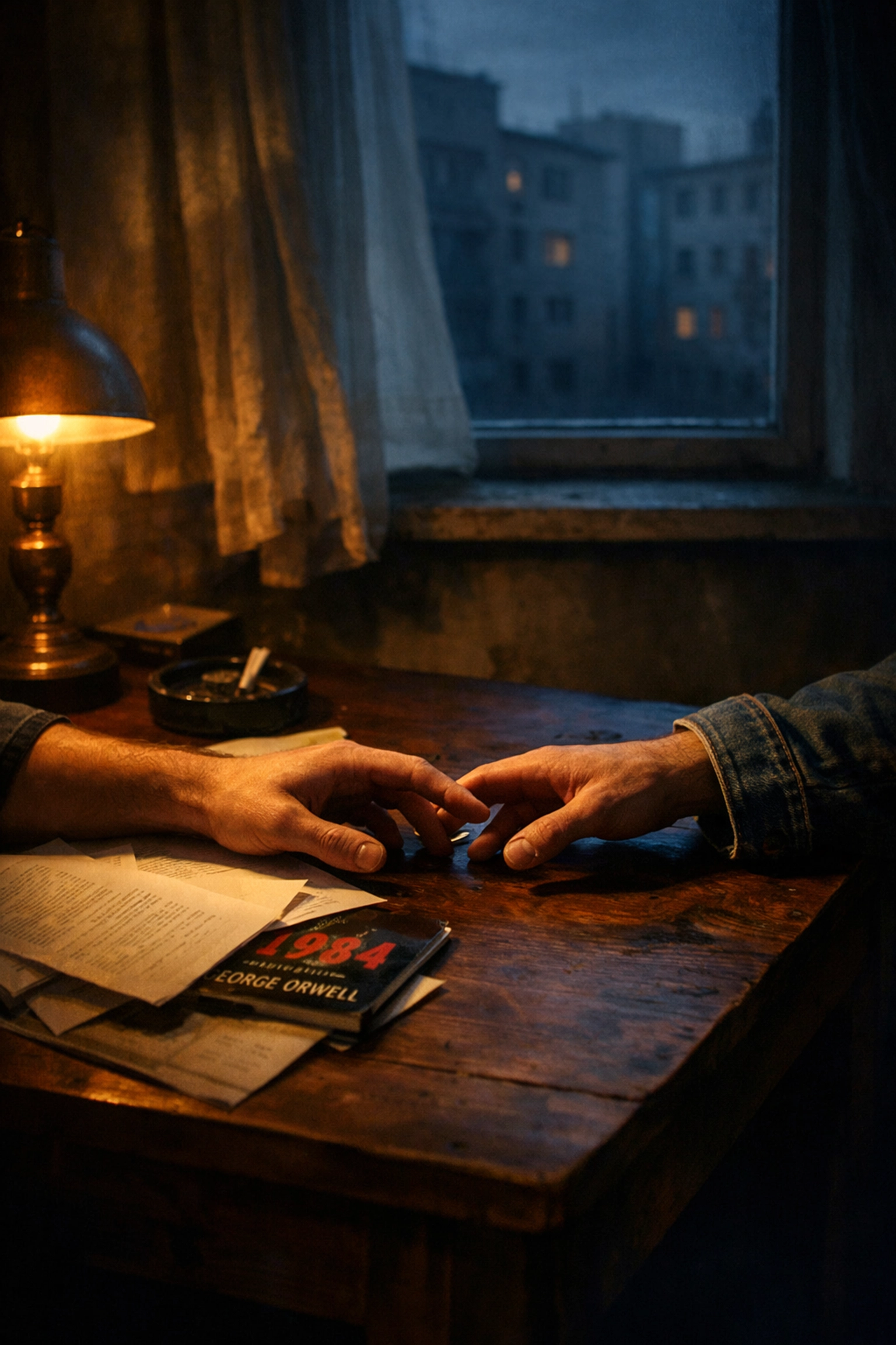 Forbidden love in 1980s Poland - two men's hands reaching across table in secret