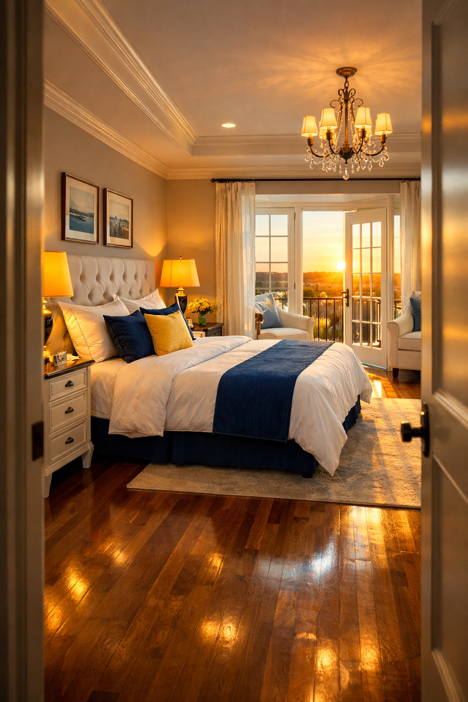 A refreshed primary suite in a Carlisle home following a professional luxury residential cleaning.