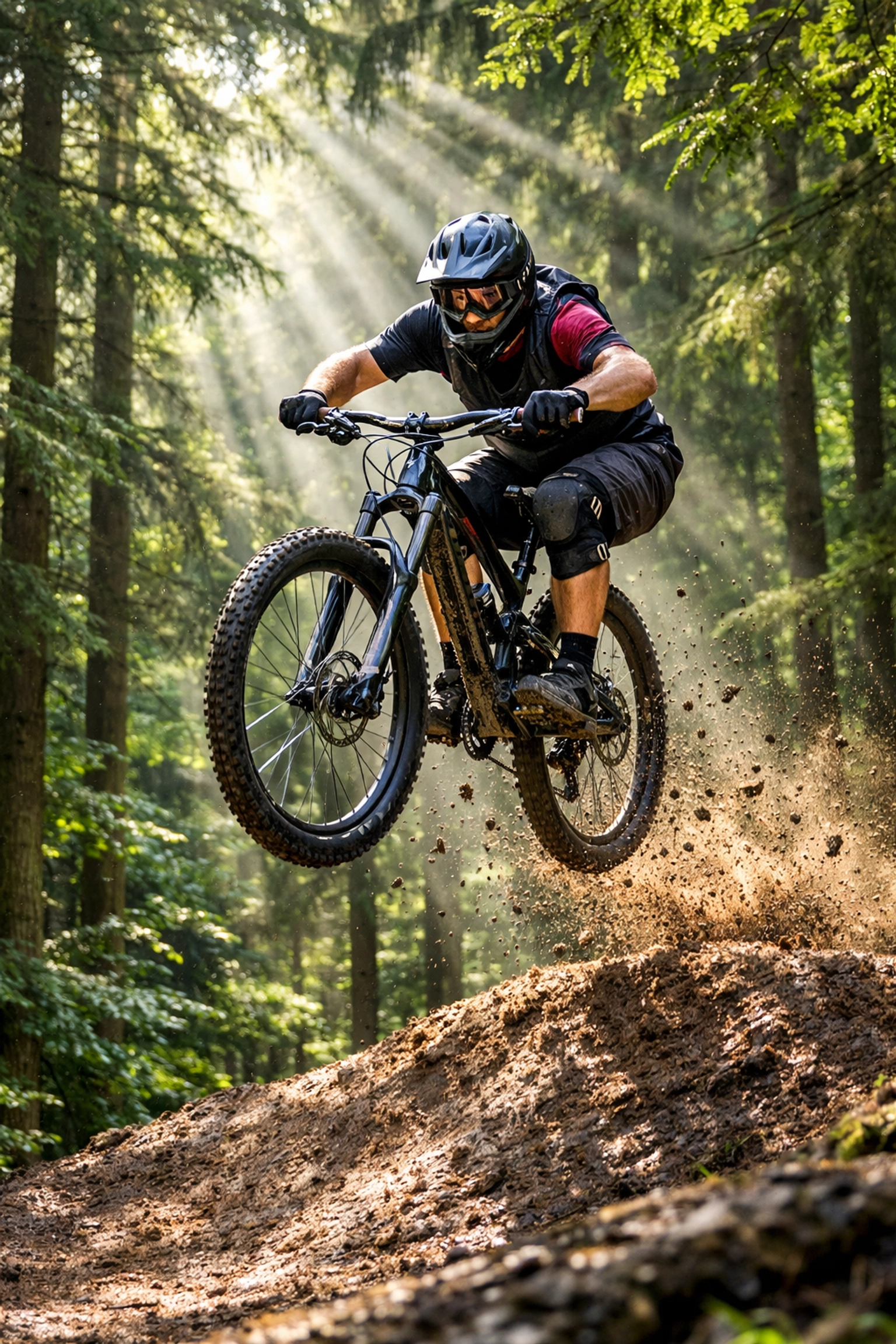 Action photo of a mountain biker using fast shutter speed to master manual mode.