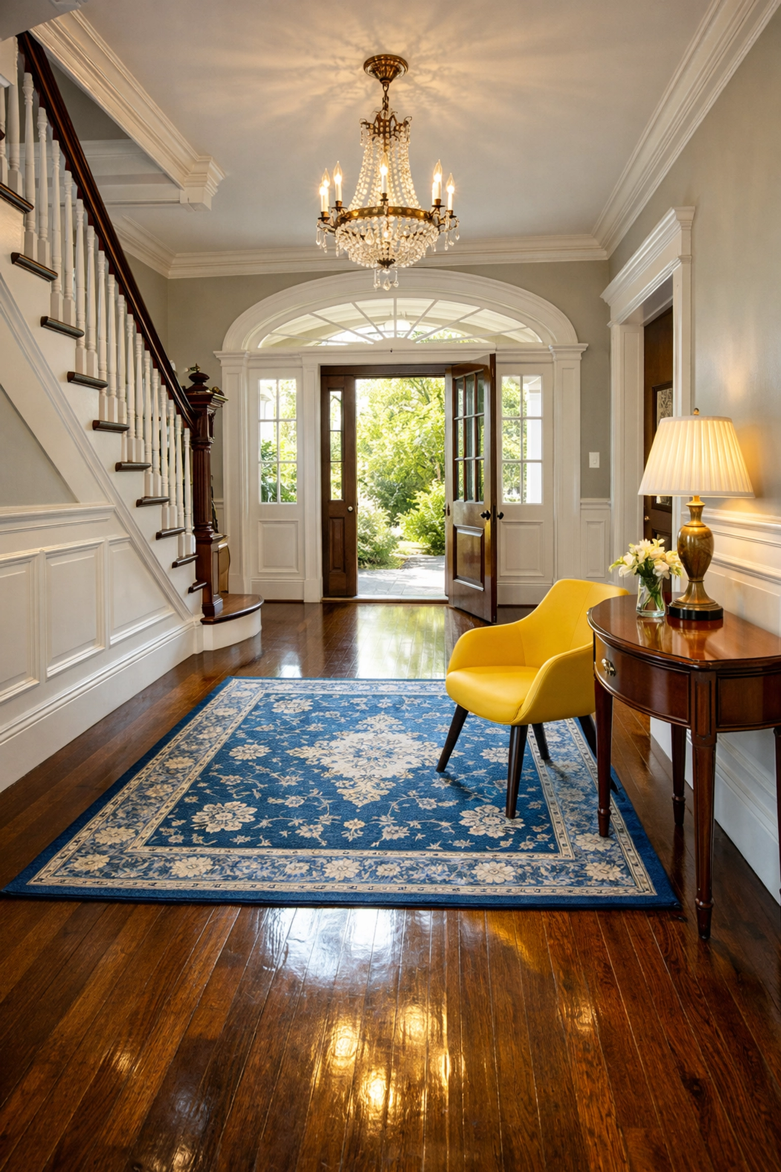 Immaculate entryway of a West Cambridge home maintained by expert house cleaning Cambridge MA teams.