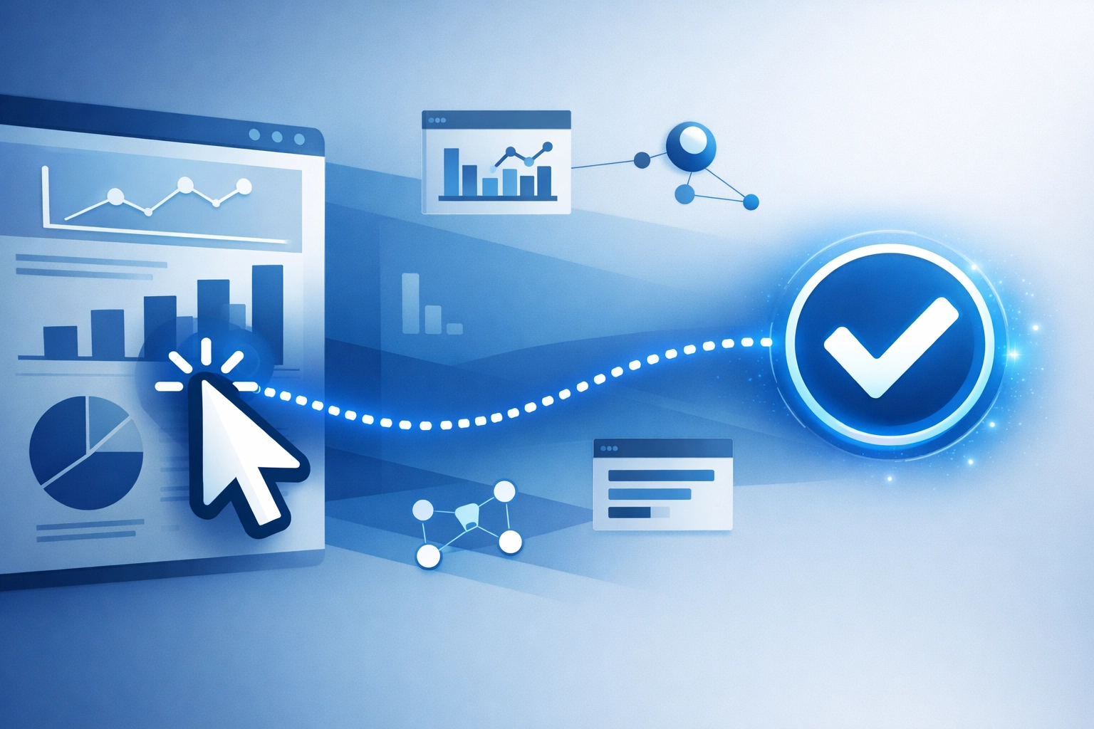 Visualizing the conversion tracking process from a marketing click to a successful lead generation.