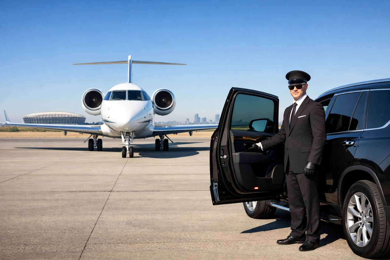 Private jet and chauffeur service for elite Super Bowl corporate travel and luxury logistics.
