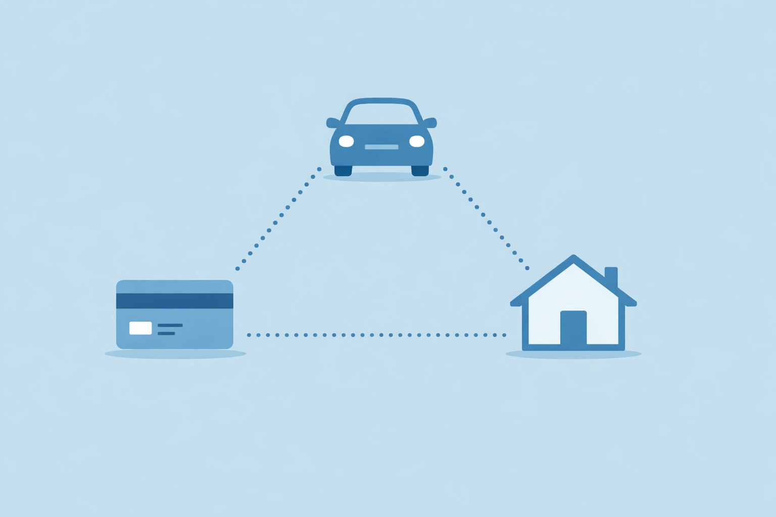 Iconos de casa y préstamos que muestran cómo mejorar mi crédito para comprar casa.