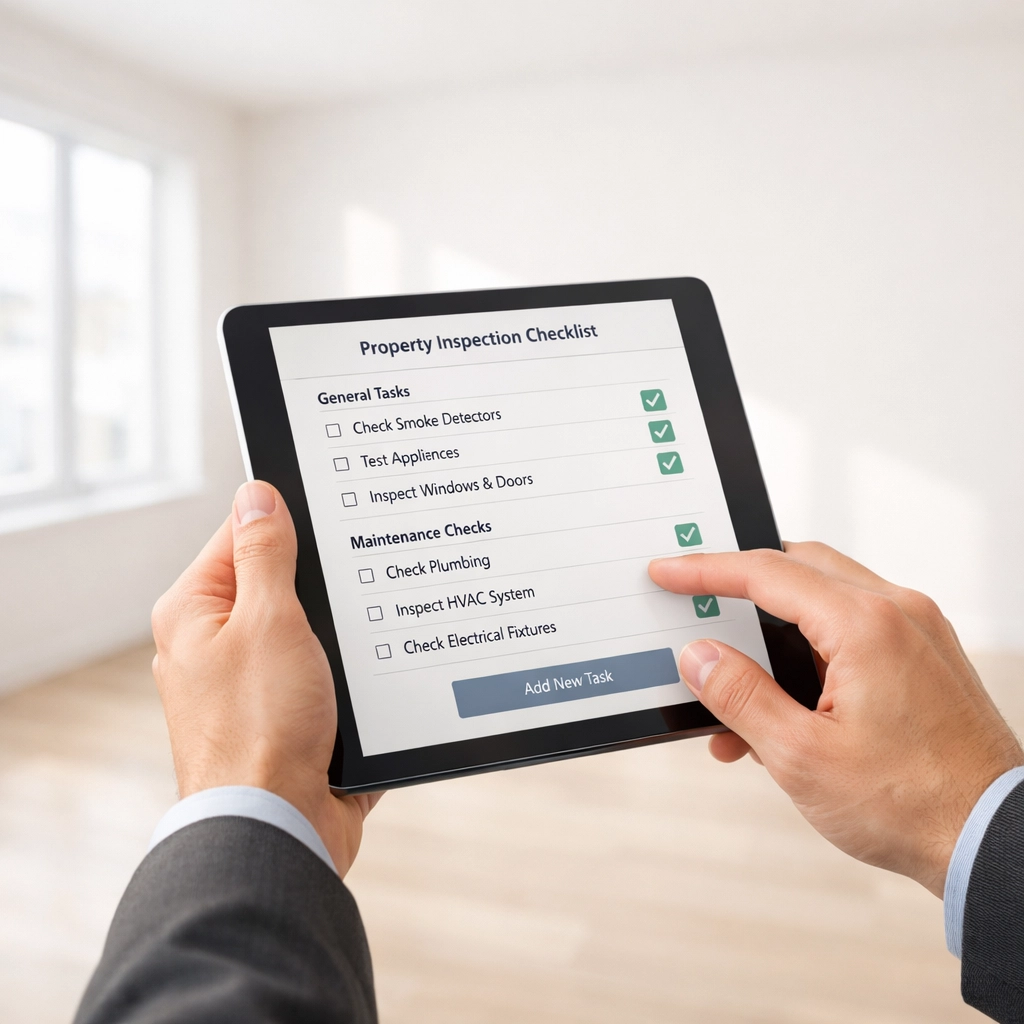 Property manager using digital checklist for apartment make-ready process