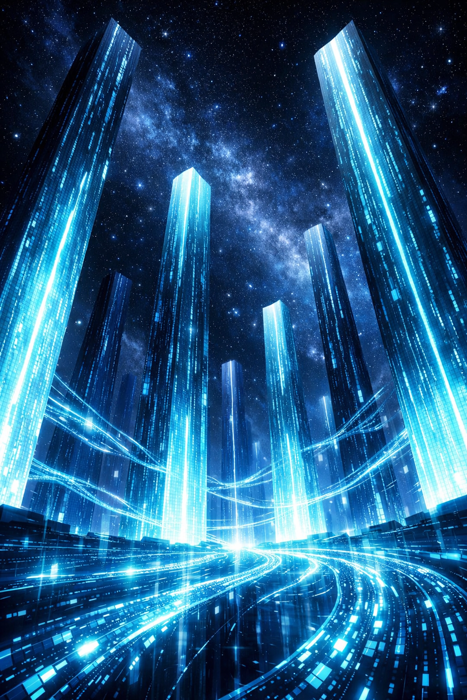 Futuristic digital data warehouse representing BigQuery integration with Google Analytics 4.