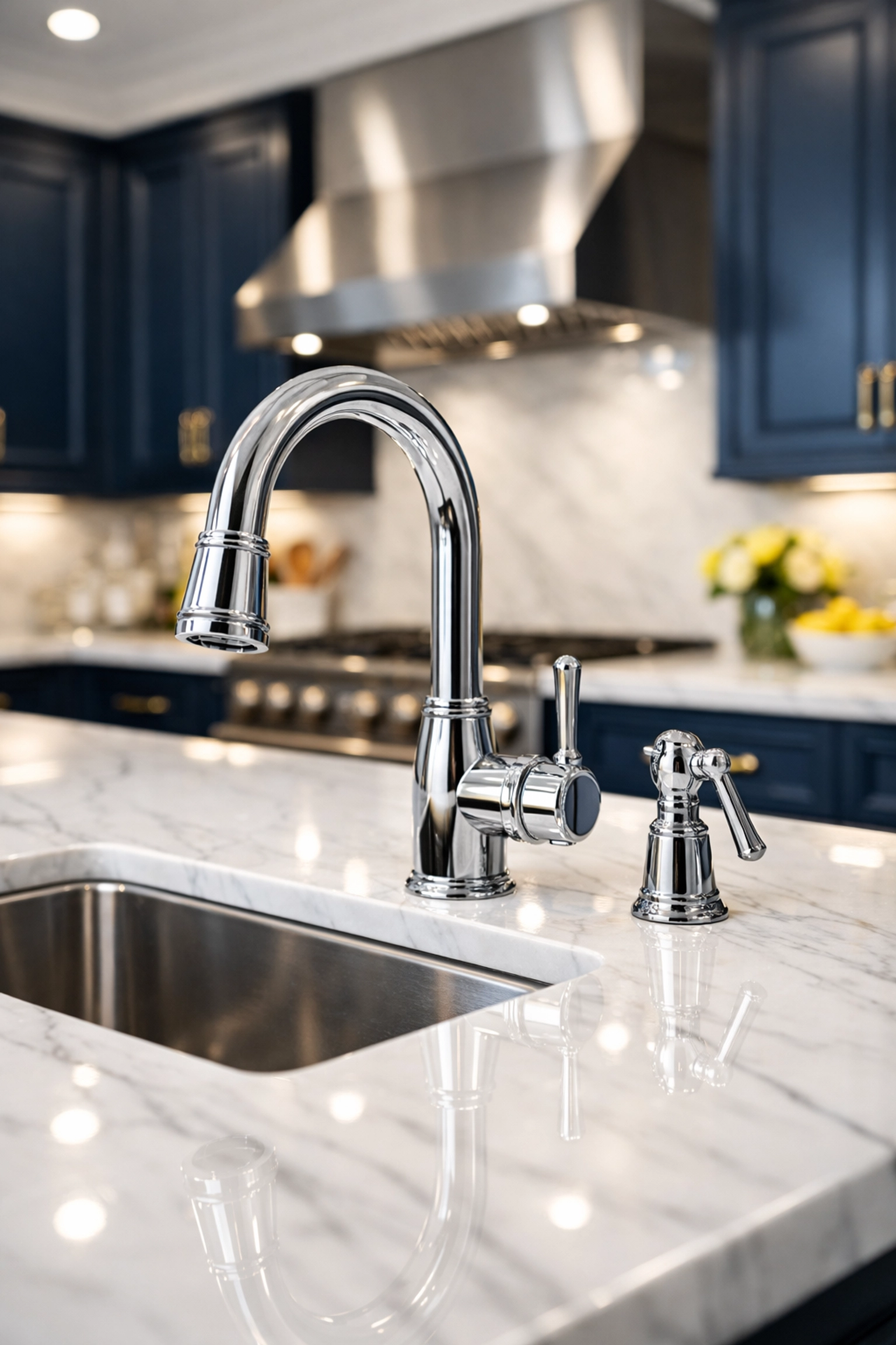 A sparkling kitchen with marble countertops, part of a professional deep residential cleaning in Canton.