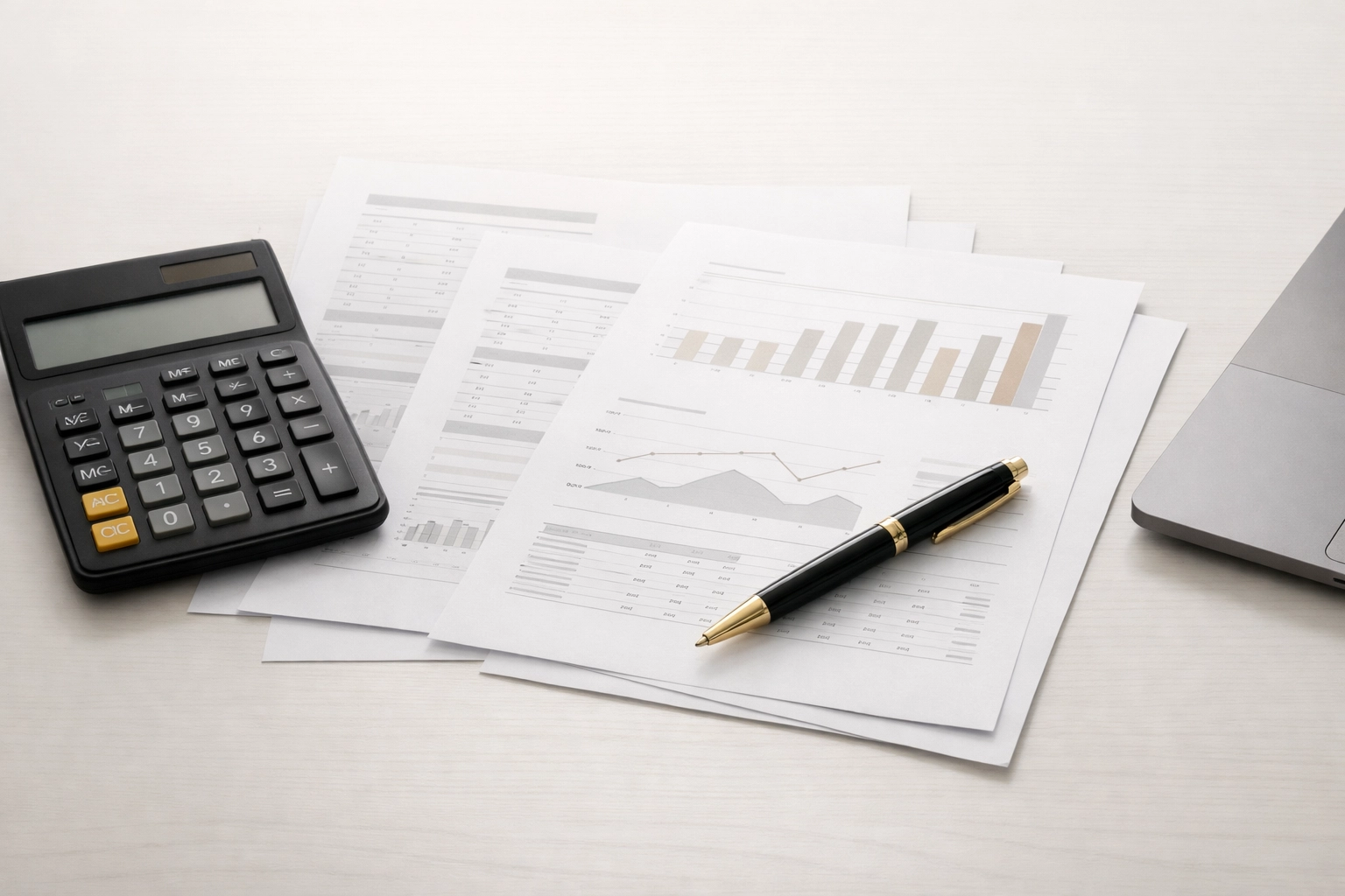 Office desk showing financial overhead costs