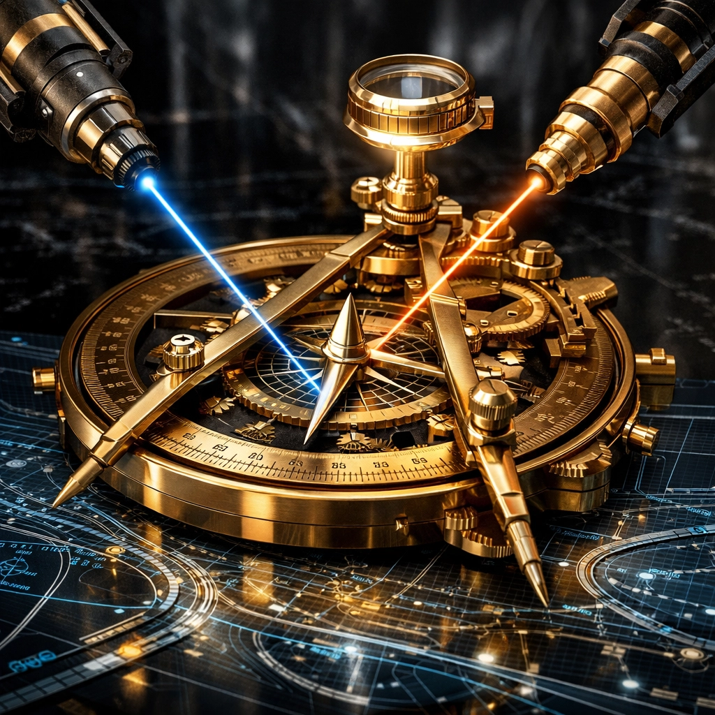 A precision compass on an infrastructure blueprint representing a meticulous technology assessment.