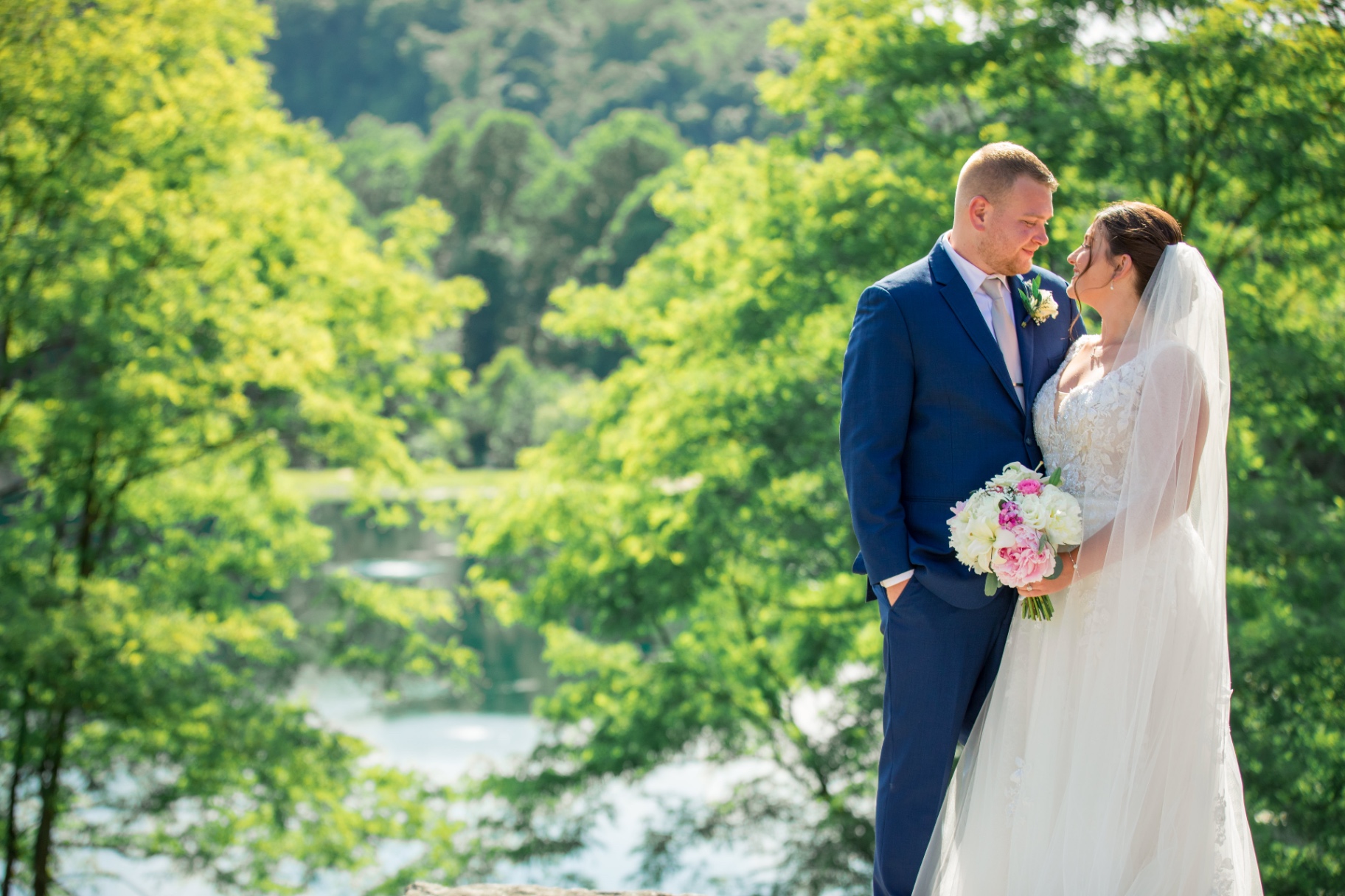 A quiet, romantic portrait from Sheila and Dom’s Bear Creek Mountain Resort wedding