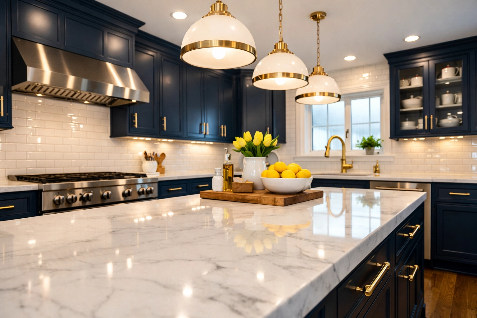 A pristine, sparkling kitchen in Hudson after a professional post construction cleaning service.