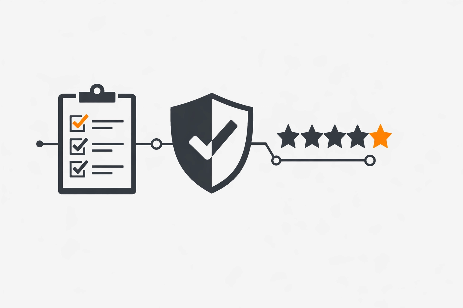 Qualität & Vertrauen – Checkliste/Schild als technische Icons (Illustration im Elektro-Zentrum CI-Stil)