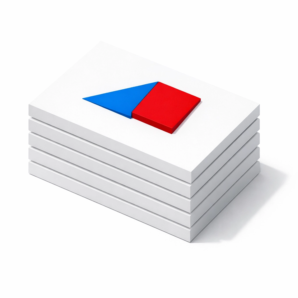 Minimalist geometric shapes representing an organized email inbox and perfect subject line snippets.