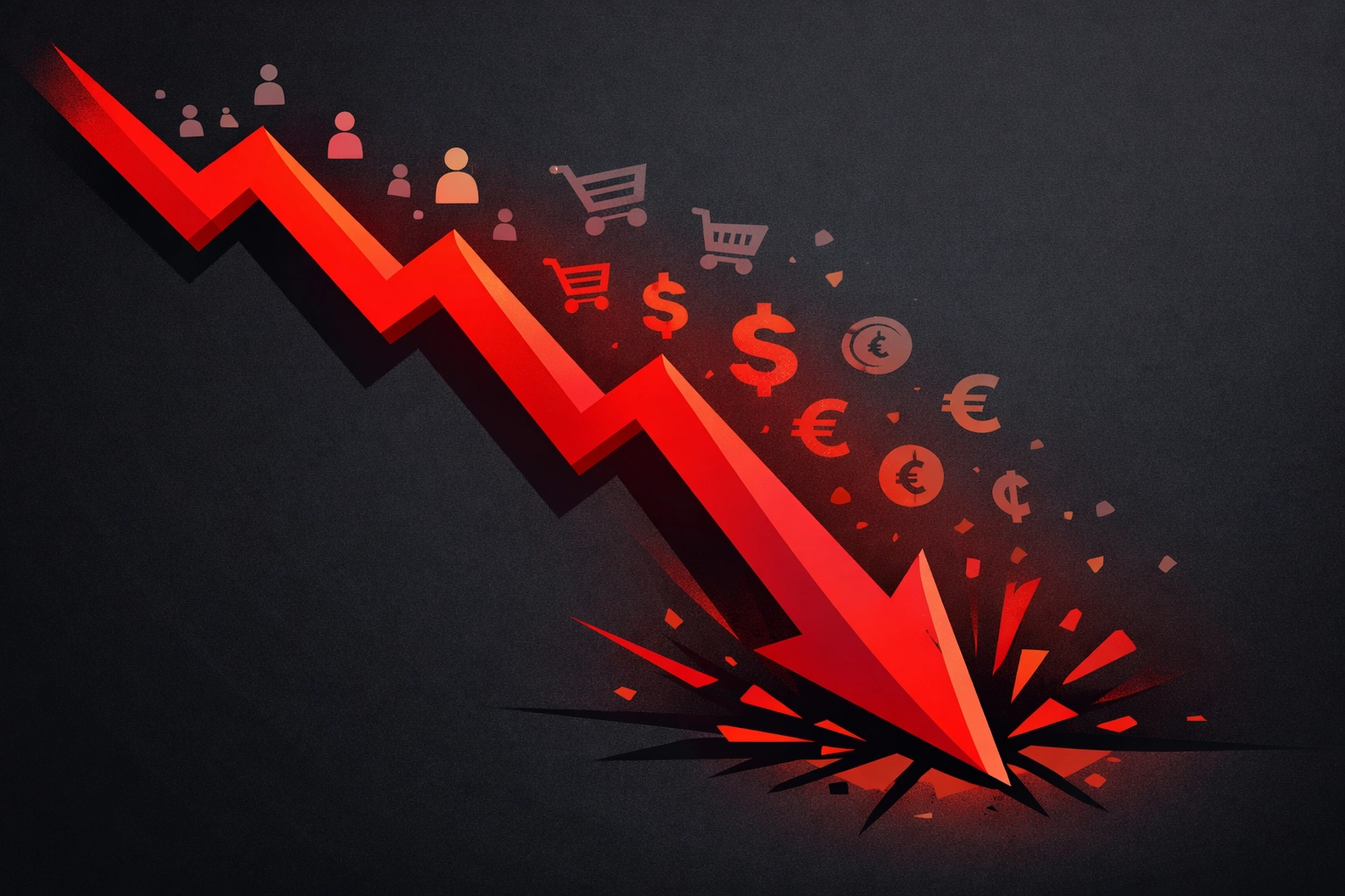 Declining website traffic graph showing lost visitors and revenue from cheap website design
