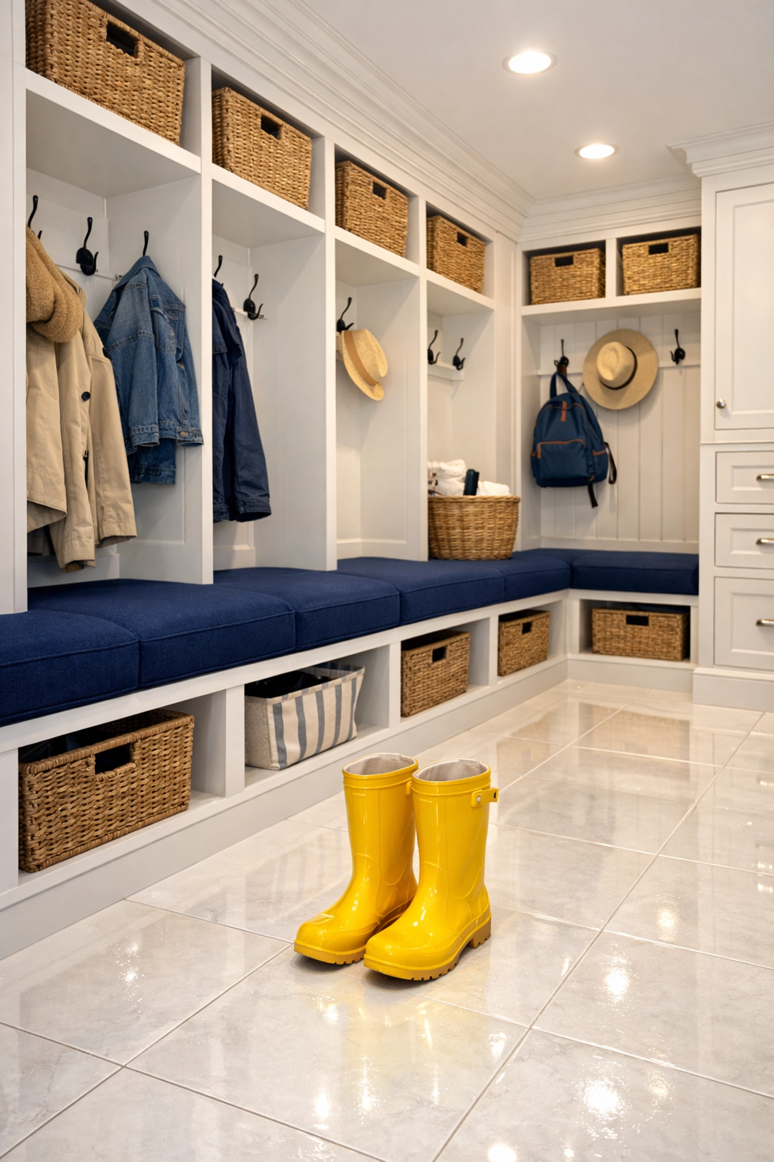 Spotless North Shore mudroom illustrating the quality of residential cleaning Massachusetts for local homes.