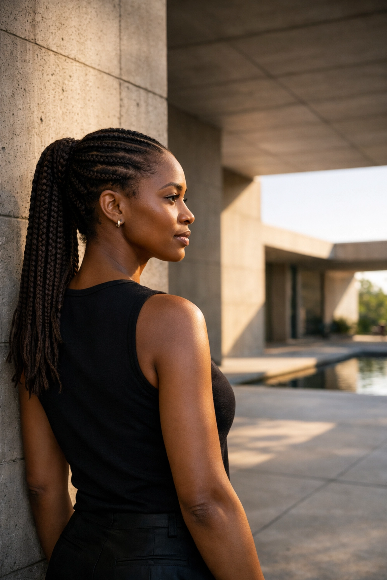 Portrait photography framing example showing a woman positioned using the rule of thirds with no clipped limbs.