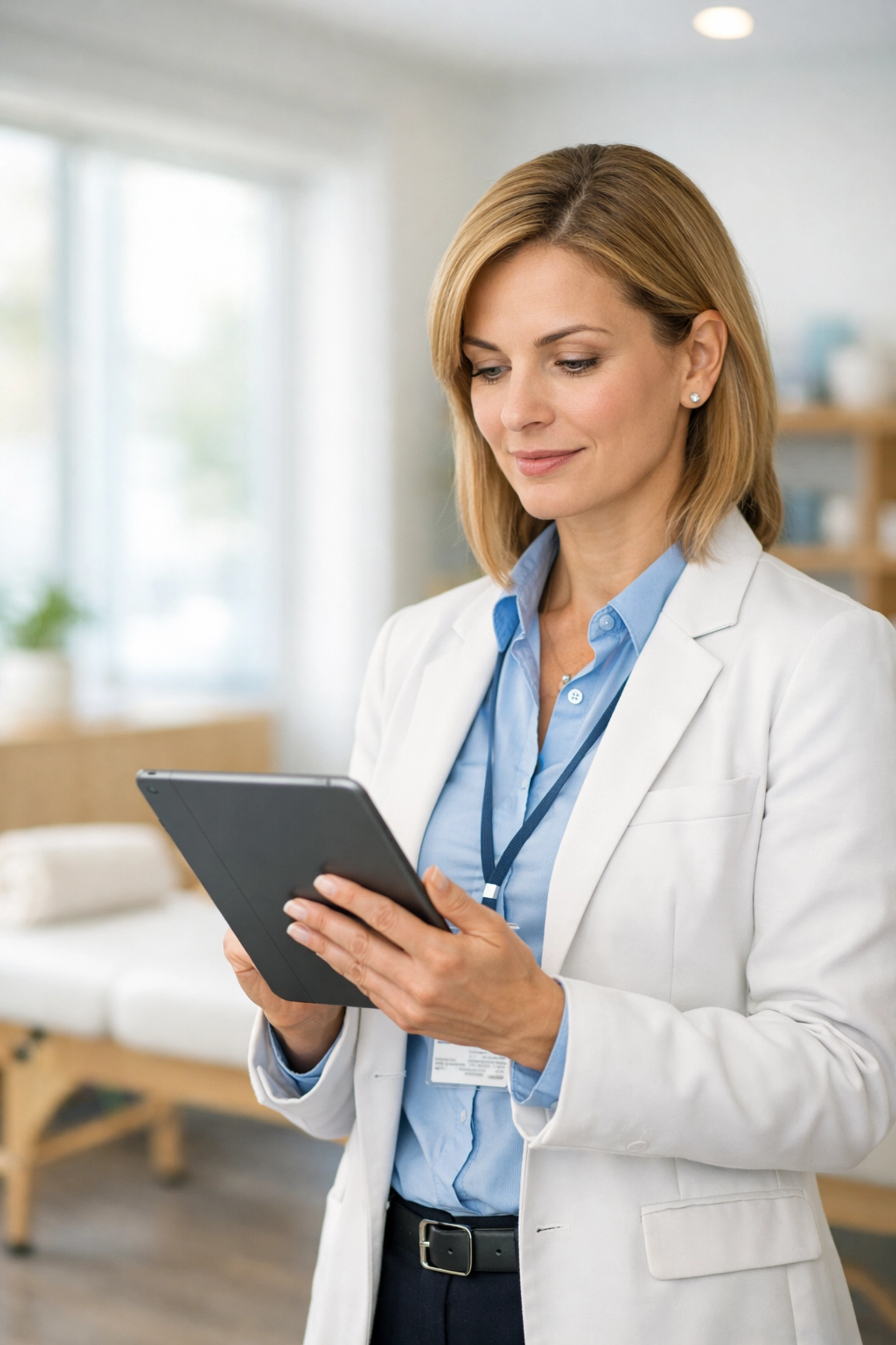 Confessions of a Medical Biller: The $50,000 Leak (and How to Plug It) Expert medical biller using a tablet to manage physical therapy billing and prevent claim denials.