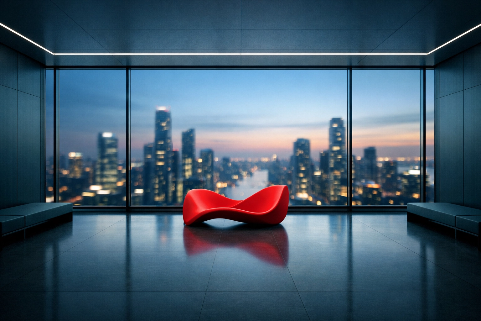 Strategic executive setting overlooking a digital city representing professional IT risk management leadership.